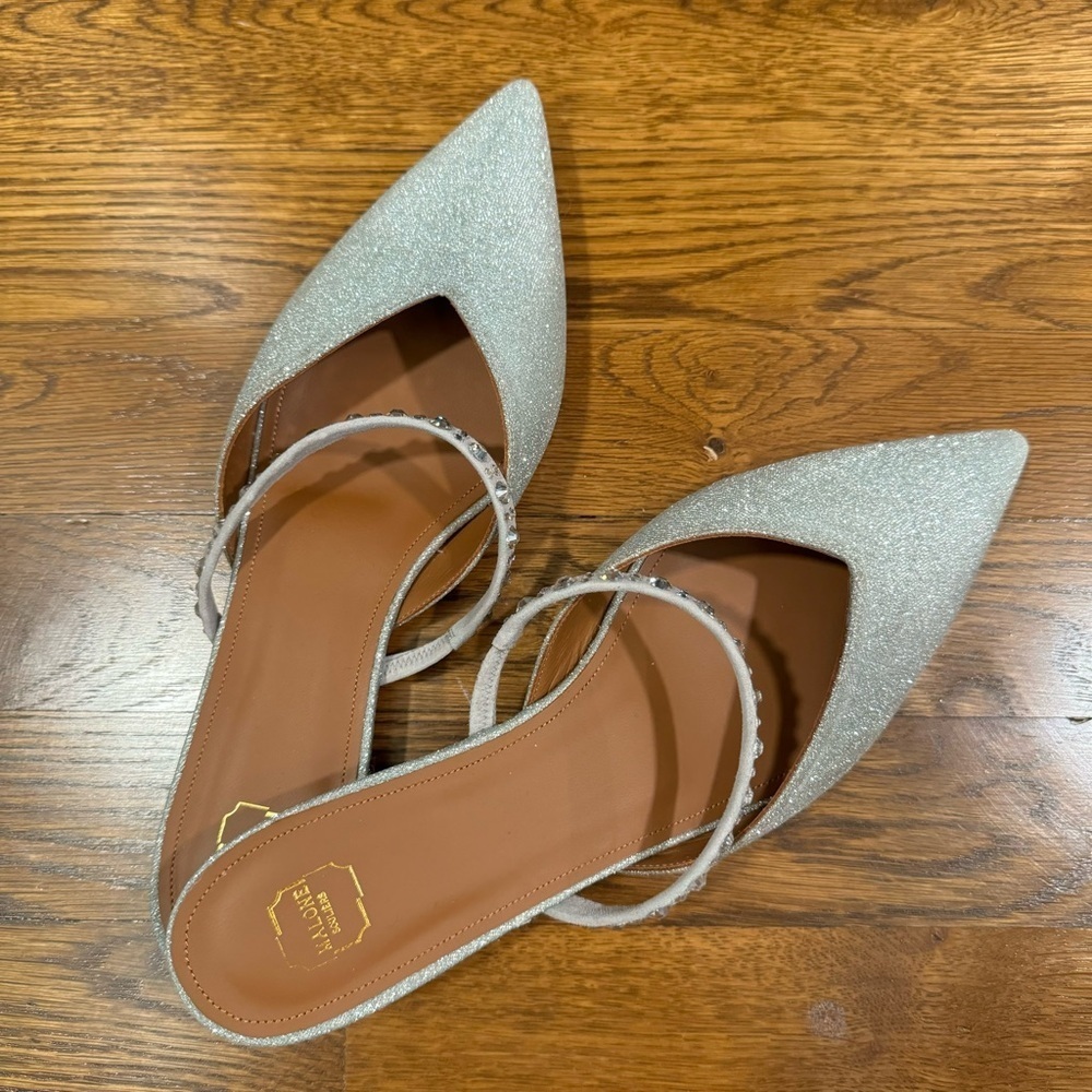 🚨LAST CHANCE🚨 Malone Souliers Glitter Mule Flats Silver 38